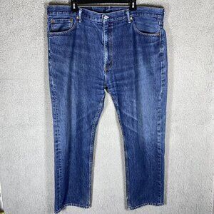 Levis Jeans Mens 44x30 505 Dark‎ Wash Cotton High Rise Regular Fit Straight Leg